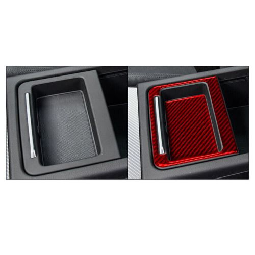 For audi q5 red carbon fiber interior central console storage box cover trim