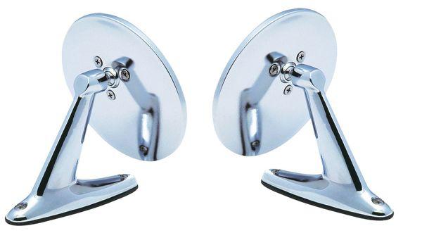 Vintage style round chrome mirrors for hot rods, classic muscle car resto