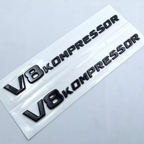 Gloss black v8 kompressor side fender emblem badge letters for mercedes benz amg