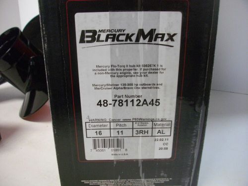 Mercury propellers black max 48-78112a45 16&#034; x 11 pitch 3 blade rh hub kit