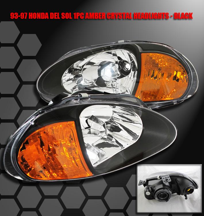 1993-1997 honda del sol crystal headlights+corner black