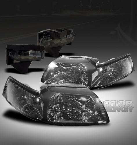 1999-2004 ford mustang crystal head lights+bumper fog smoke 2000 2001 2002 2003