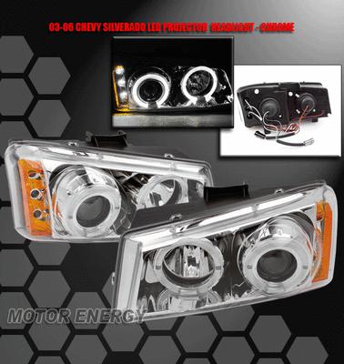 03-06 chevy silverado halo led projector headlight lamp