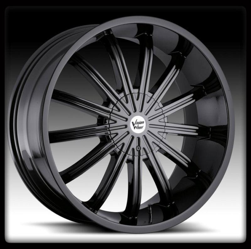 24" x 9.5" vision 456 xtacy 6x5.5 6x139.7 phantom black wheels rims +30 mm