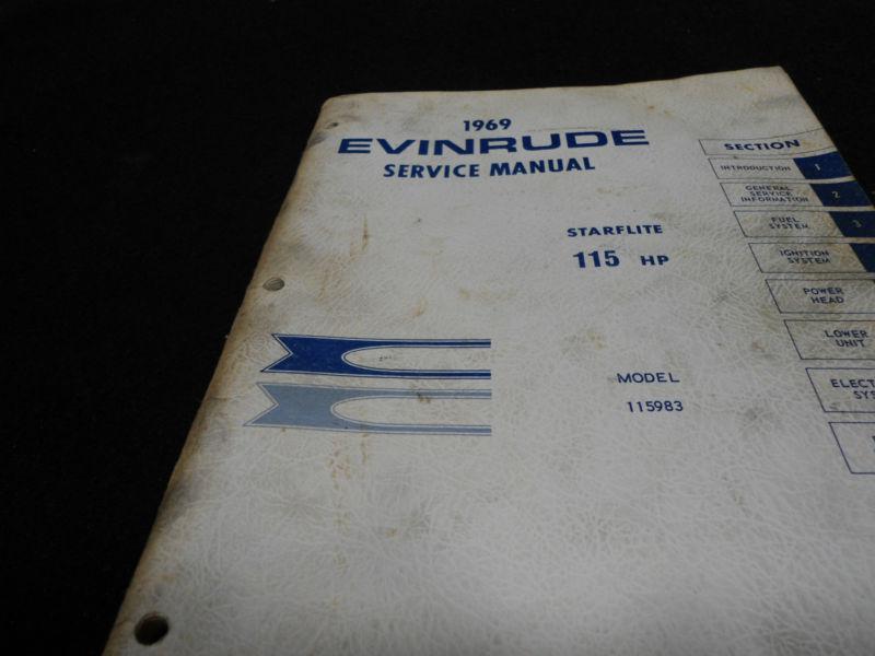 Original factory 1969 service manual # item_4599 evinrude 115hp outboard boat 