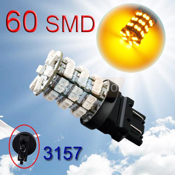 3156 3157 amber / yellow 60 smd stop tail brake turn led car light bulb lamp