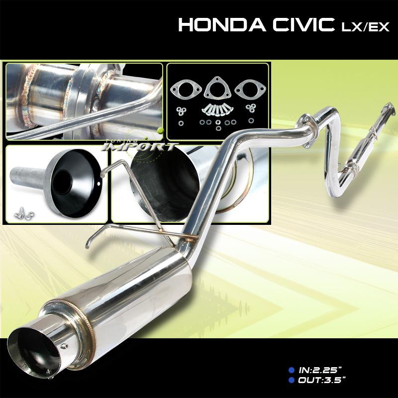 1992-2000 honda civic dx/lx/ex 4" catback exhaust system muffler eg/ek jdm new