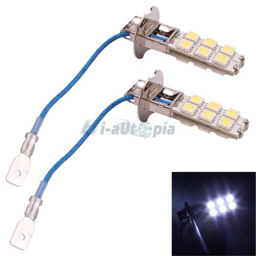 2 x h3 12 smd 5050 led fog headlight light lamp bulb dc 12v white