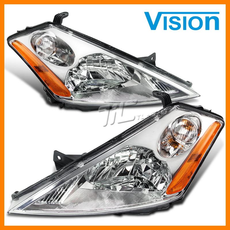 03-07 nissan murano suv chrome headlights front lamps replacement halogen new