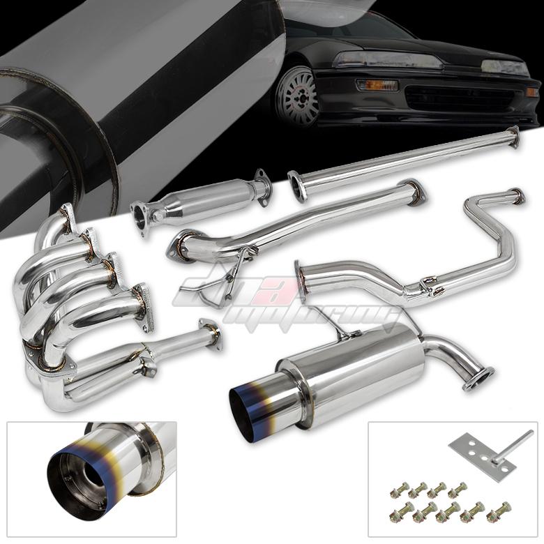 90-91 acura integra 4.5" burnt tip catback cat back+piping+header exhaust system