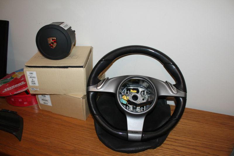 Porsche 997 oem carbon fiber steering wheel w/ round airbag