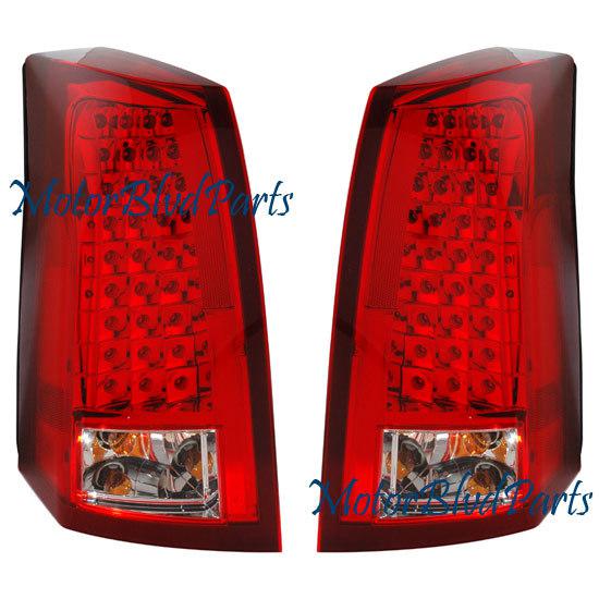 2003-2007 cadillac cts led tail lights rear lamps red/clear driver+passenger set