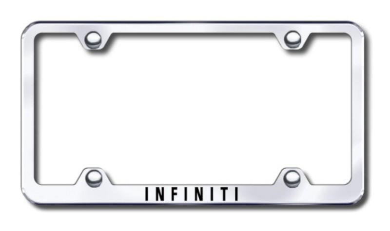 Infiniti wide body  engraved chrome license plate frame -metal made in usa genu