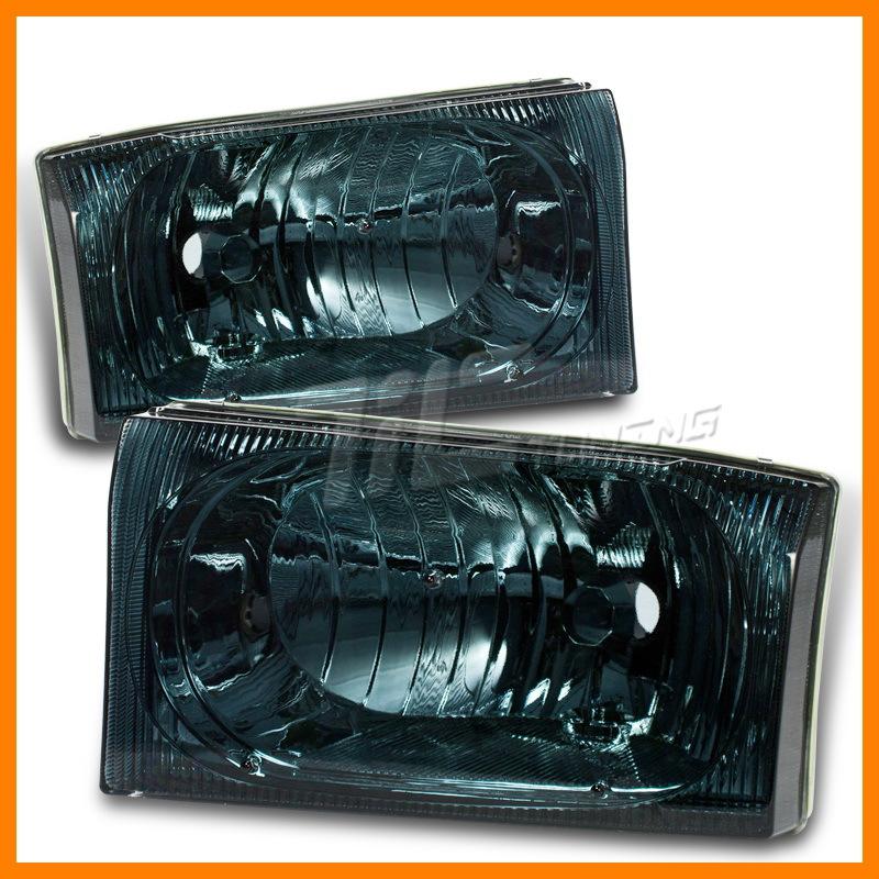 00-04 f-super duty excursion headlamp smoke clear composite chrome housing pair