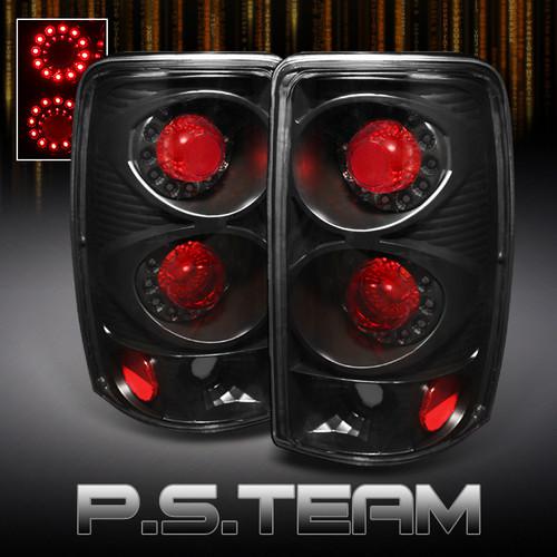 00-06 chevy/gmc suburban tahoe yukon denali black led ring tail lights lamp pair