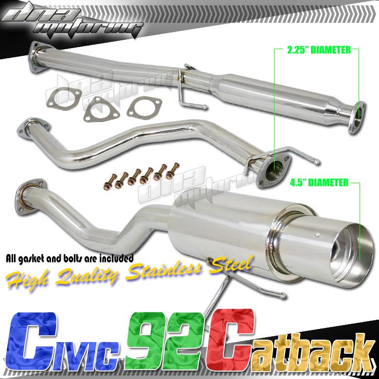 Honda civic 92-00 2/4-door full stainless steel catback exhaust system cat back