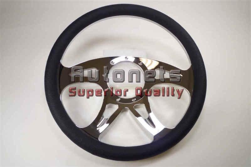 Black leather carousel camaro impala nova hot rod steering wheel