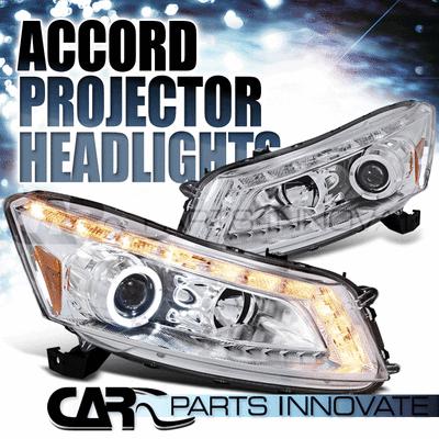 Honda 08-12 accord 4dr sedan led signal halo projector headlight lamp chrome