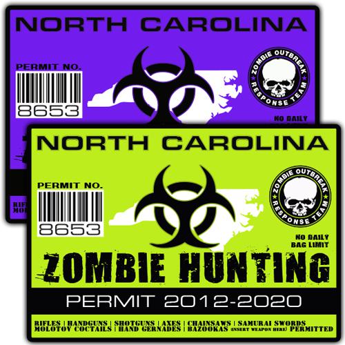 North carolina zombie outbreak response team decal hunting permit stickers a