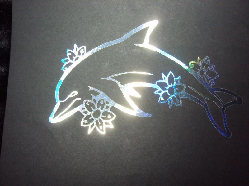 Holographic flower dolphin vinyl car window decal 