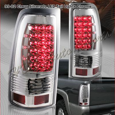 1999-2002 chevy/gmc silverado/sierra led chrome housing clear tail light lamps