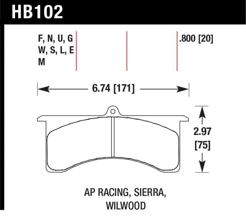 Hawk performance hb102g.800 disc brake pad