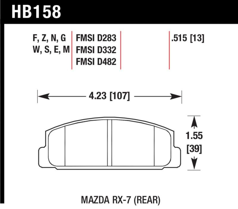 Hawk performance hb158f.515 disc brake pad 84-05 6 protege rx-7