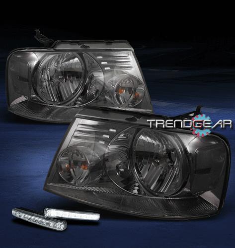 04-08 ford f-150 pickup truck smoke crystal head lights+led drl signal 05 06 07