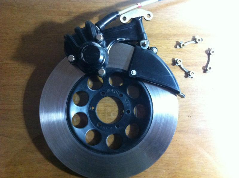 75 honda cb200t front caliper+rotor+mount+shield+hardware