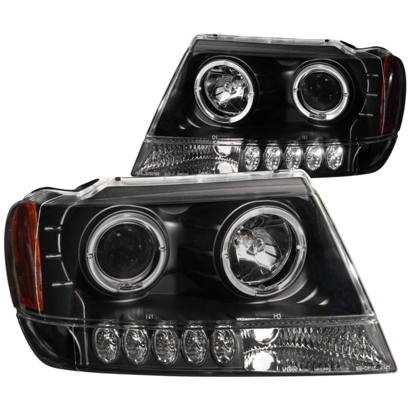 Anzo usa 111043 headlight assembly; projector w/halo 99-04 grand cherokee (wj)