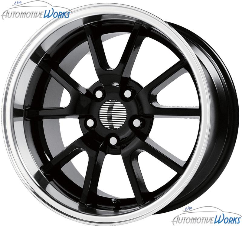 1 - 17x10.5 replica mustang fr500 5x114.3 5x4.5 +27mm black machined lip wheel