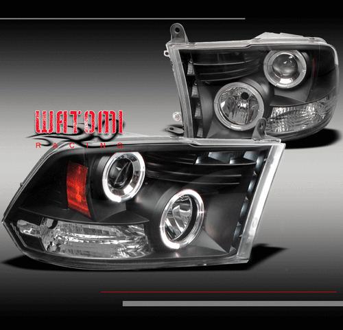 09-12 dodge ram pickup truck drl led halo projector headlights black left+right