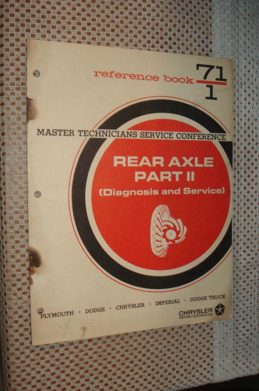 1971 plymouth dodge rear axle shop manual original service training book rare