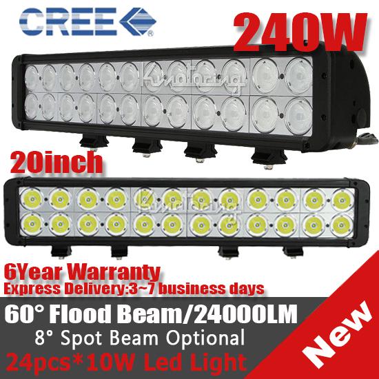 20" 240w 24000lm cree led work light bar offroad truck 4wd seckil 120w 234w 200w