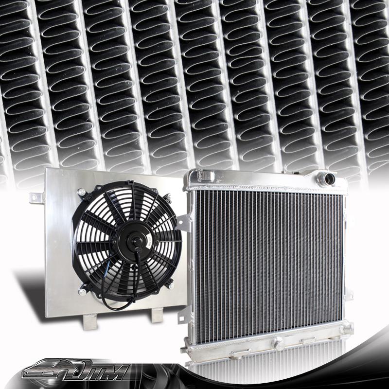 88-91 bmw e30 m3 manual trans dual core 2 row aluminum radiator+fan shroud combo