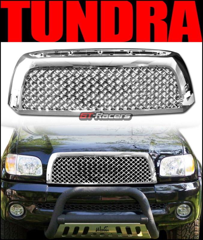 Chrome sport vip mesh front hood bumper grill grille abs 2007-2009 toyota tundra