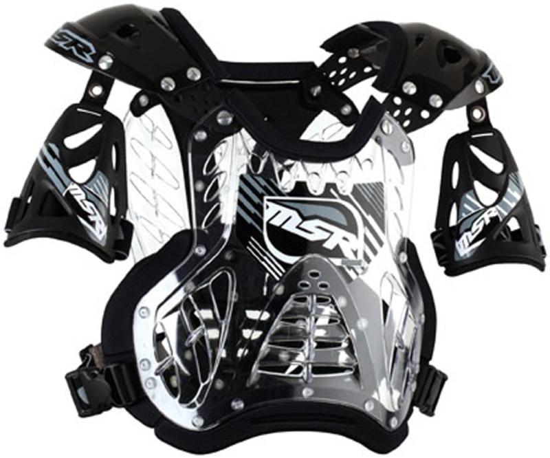 New msr impact youth motocross chest deflector, clear/black, med/md