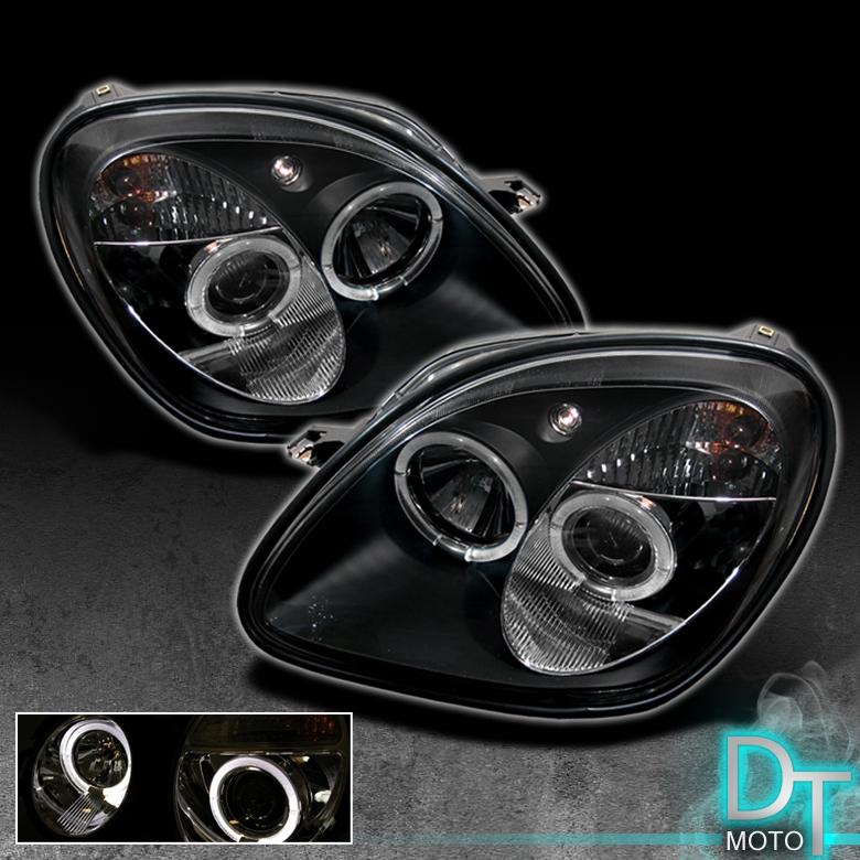 Black 98-04 mercedes r170 slk dual halo projector headlights lights left+right