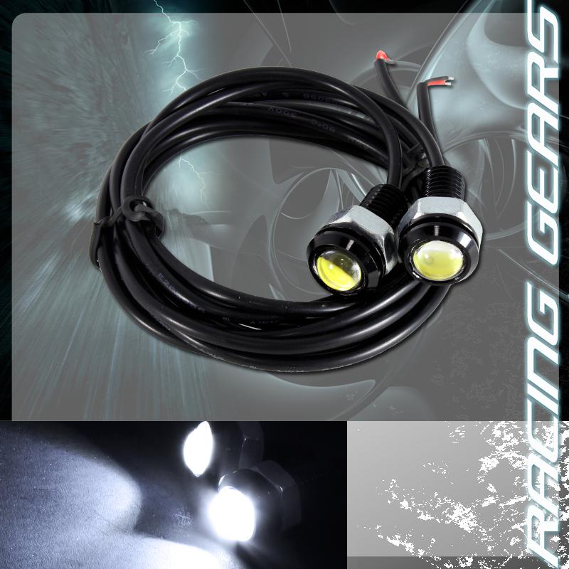 2x 18mm 12v 3w white led drl daytime driving running fog eagle eye light lamps