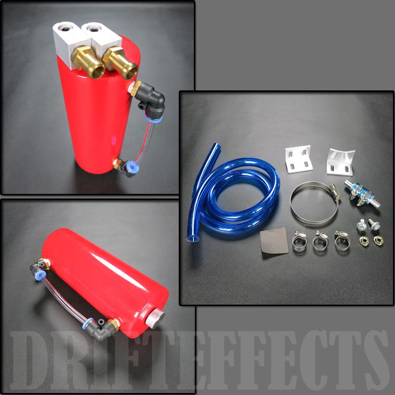 Universal red turbo oil catch can tank reservoir 750ml jdm aluminum performance