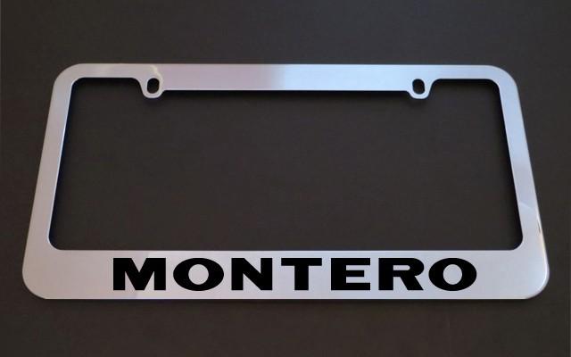 1 brand new mitsubishi montero chrome metal license plate frames + screw caps