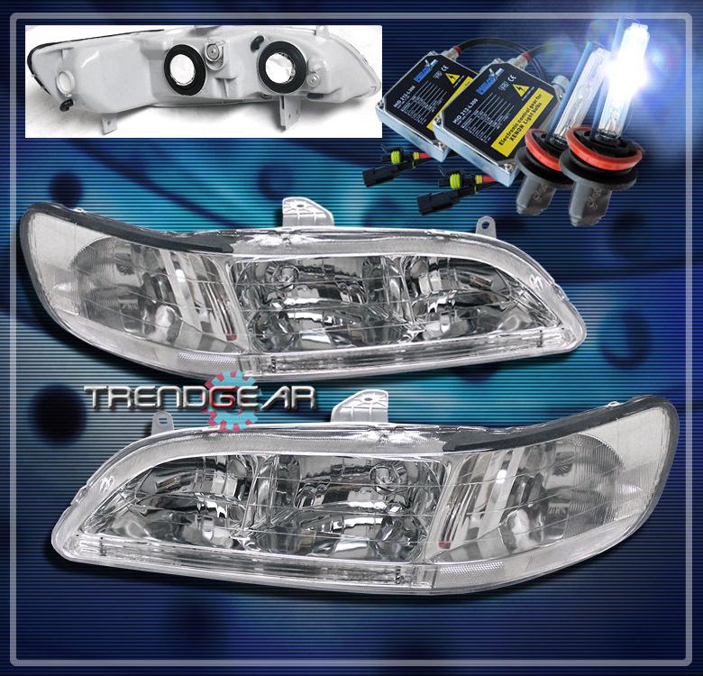 98-02 honda accord 2/4dr crystal headlights+hid 8k lamp jdm 99 00 01 dx ex lx se