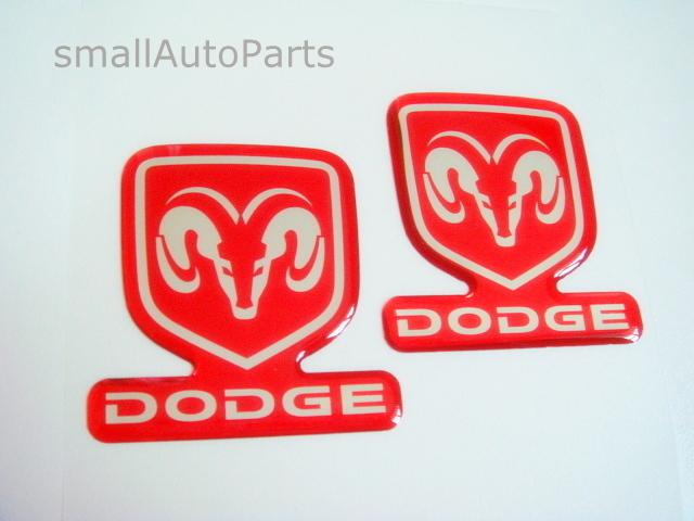 (2) new!!! dodge head/hood/back/trunk domed red/chrome emblem ram badge logo