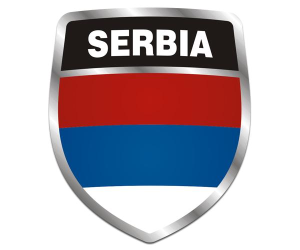 Serbia flag shield decal 5"x4.3" serbian vinyl car bumper sticker zu1