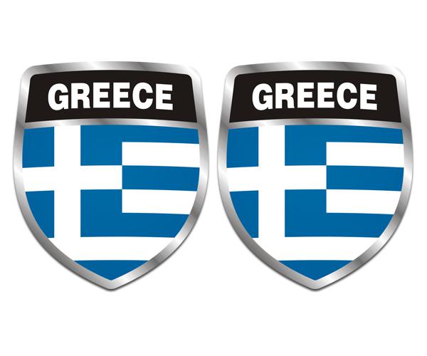 Greece flag shield decal set 4"x3.4" greek vinyl car bumper sticker zu1