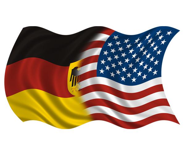 American german waving flag decal 5"x3" usa germany vinyl sticker (lh) zu1