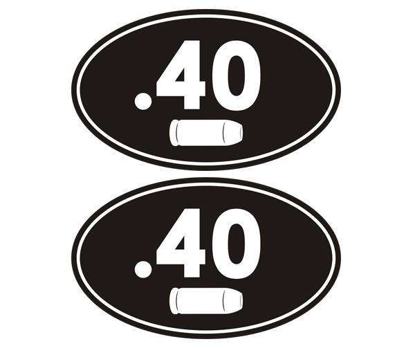 .40 cal ammo can decal set 3"x1.8" oval 40 handgun bullet gun sticker zu1