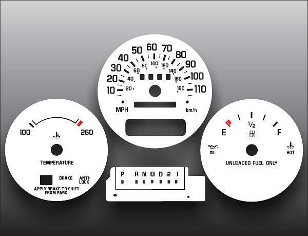 1995-1999 chevrolet lumina non tach instrument cluster white face gauges