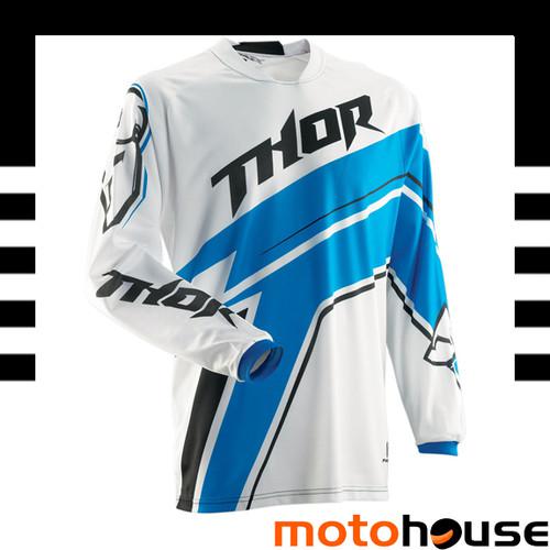 Thor mens phase stripe jersey mx offroad dirt motocross white blue 