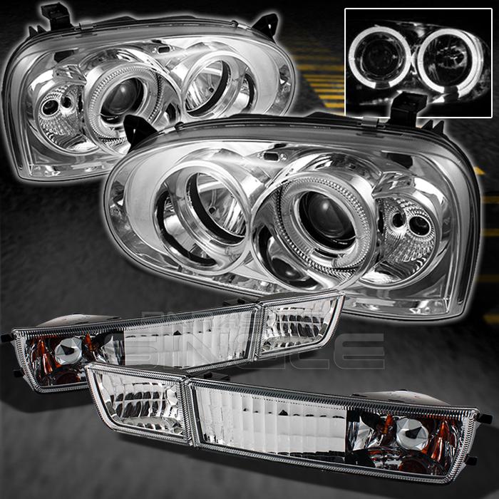 93-98 vw golf chrome halo projector headlights+clear bumper signal w/fog lamps